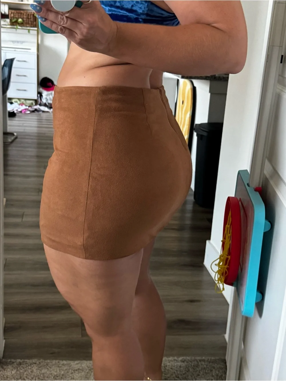Forever 21 Rust Brown Suede-Look Mini Skirt
